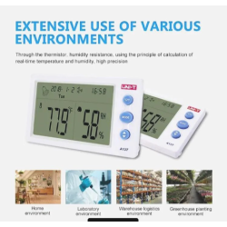 UNI-T A13T Temperature Humidity Meter Indoor Thermo-hygrometer -10℃~50℃ Digital Thermometer Alarm Clock Time Display