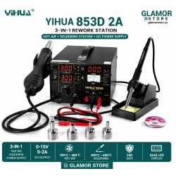 YIHUA 853D 2A All-in-One Rework Station – Hot Air, Soldering Station & DC Power Supply