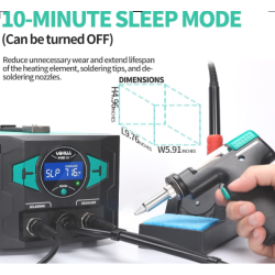 YIHUA 948D III Soldering Iron Desoldering Station Kit with Upgraded Desolder Tool, 110W EVO Solder Iron, Vacuum Pump, 3 Desoldering Nozzles, with Automatic Shutdown, Sleep Mode Functions.